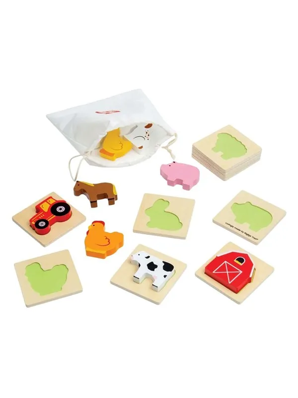 Bigjigs Wooden Shape Puzzle Farm - 10 pcs.