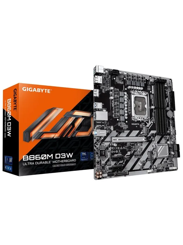 GIGABYTE B860M D3W - motherboard - micro ATX - LGA1851 Socket - B860 Hovedkort - Intel B860 Express - Intel LGA1851 socket - DDR5 RAM - Micro-ATX