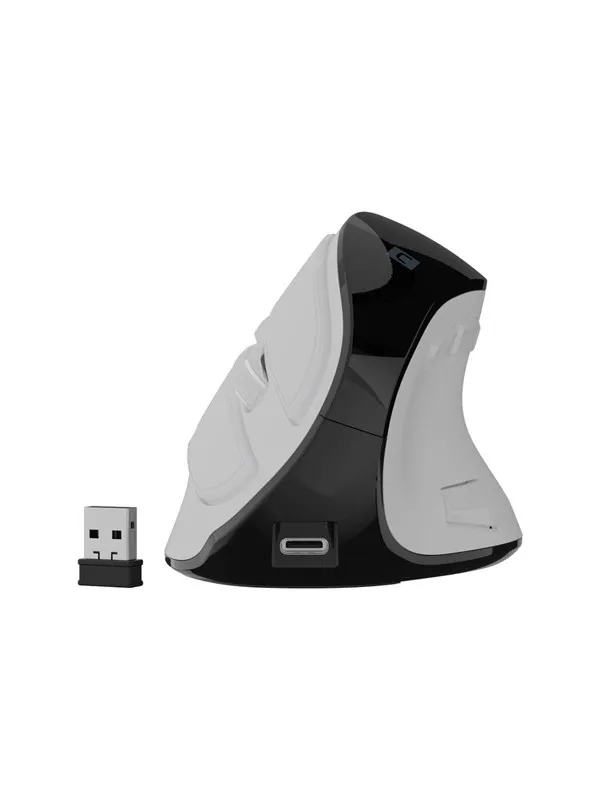Natec EUPHONIE PRO - vertical mouse - 2.4 GHz Bluetooth 5.0 USB - white - Vertical mouse - Optisk - 9 - Hvit