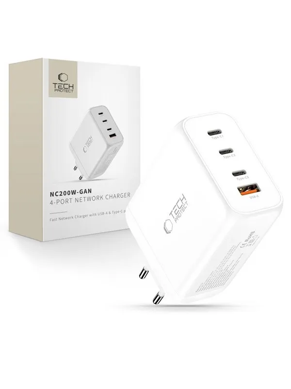 Tech-Protect  NC200W-GaN 4-Ports 200W AC Charger - White