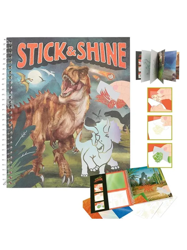 Dino World Colouring Book Stick & Shine
