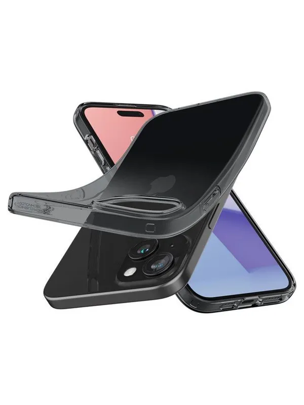 Spigen Crystal Flex iPhone 15 Plus Case - Gray-Transparent