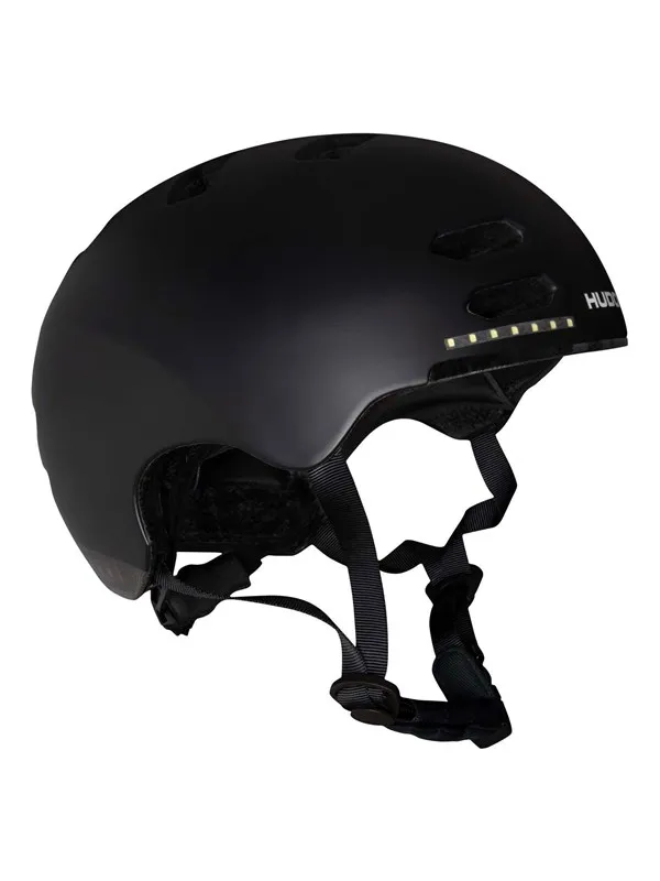 Hudora Skater Helmet with Visor and LED Black Size M (55-58cm)