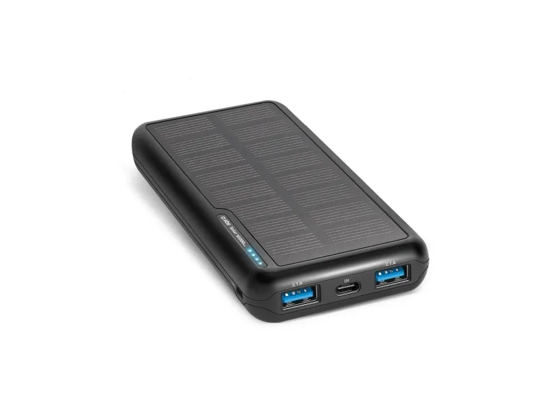 SBS Solar Power Bank - 10.000 mAh - Black Nødlader - Svart - 10000 mAh