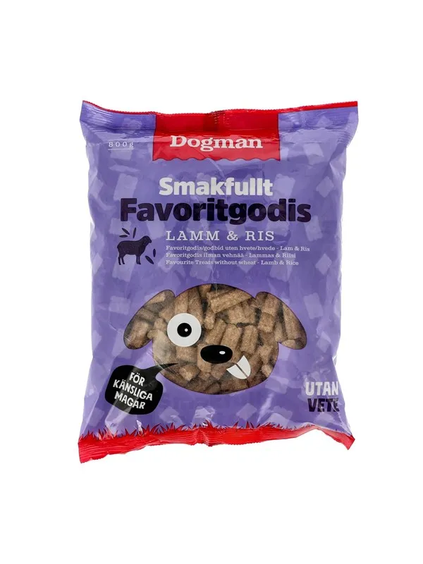 Dogman Hundegodbiter Favoritgodis Lam & Ris 800g