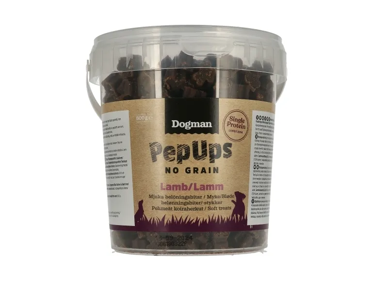 Dogman PepUps No Grain Lam Hundegodbiter 500g