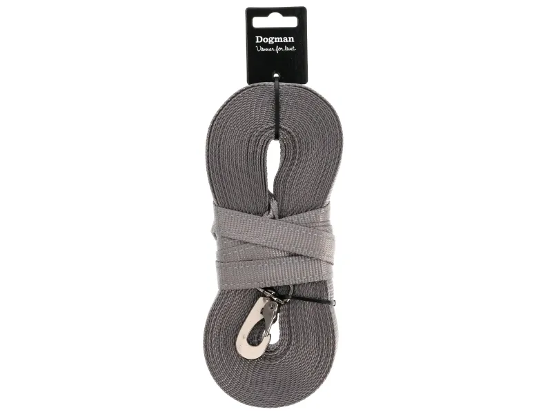Dogman Iris Vevd Sporline med Karabinkrok Grå 20mm 15m