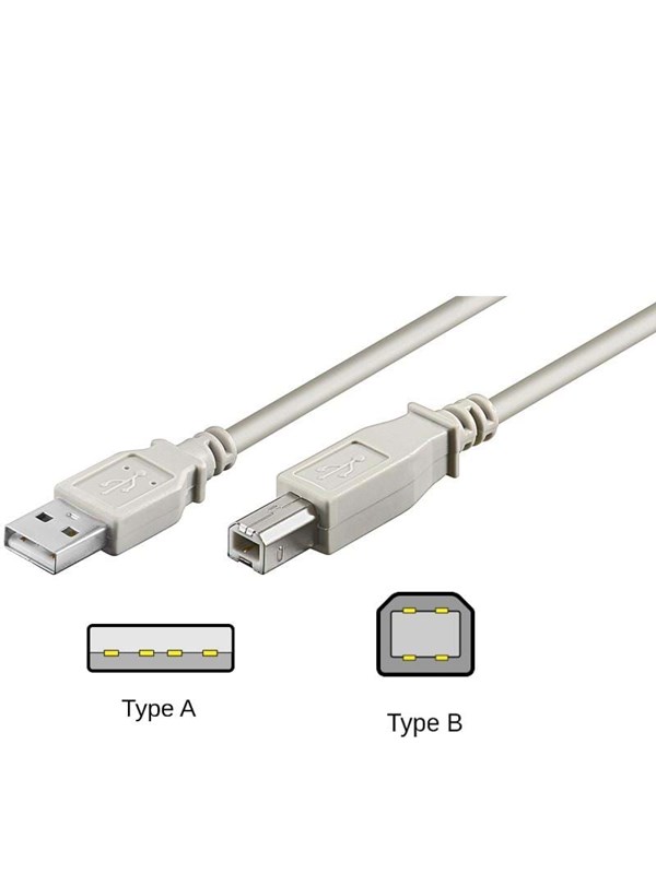 Pro USB-A <-> USB-B 2.0 - 1.8m - Grå
