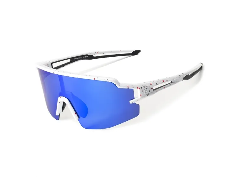 Rockbros Polarized Cycling Glasses with UV Protection and Corrective Insert Blue Lenses - White