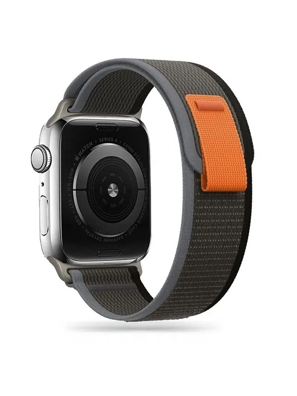 Tech-Protect Nylon Strap for Apple Watch 4 / 5 / 6 / 7 / 8 / 9 / SE / Ultra 1 / 2 (42/44/45/49 mm) - Black & Orange