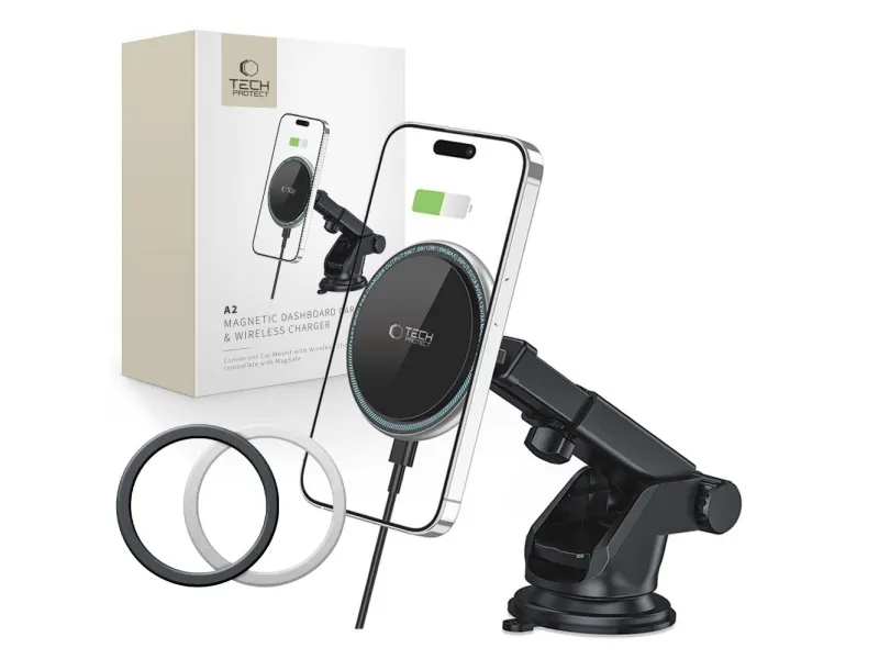 Tech-Protect A2 Car Phone Holder with MagSafe 15W Inductive Charger for Cockpit - Black