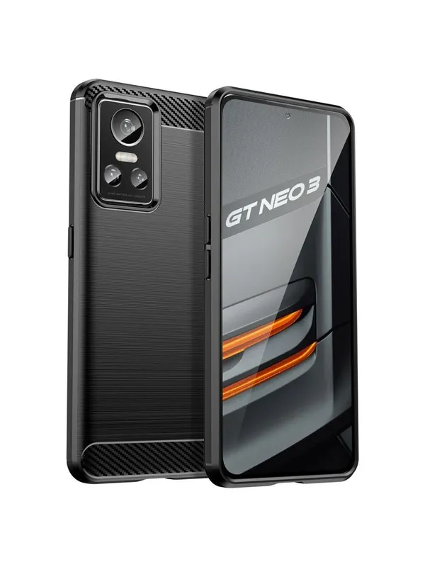 Hurtel Carbon Case for Realme GT Neo 3 Flexible Silicone Carbon Cover Black