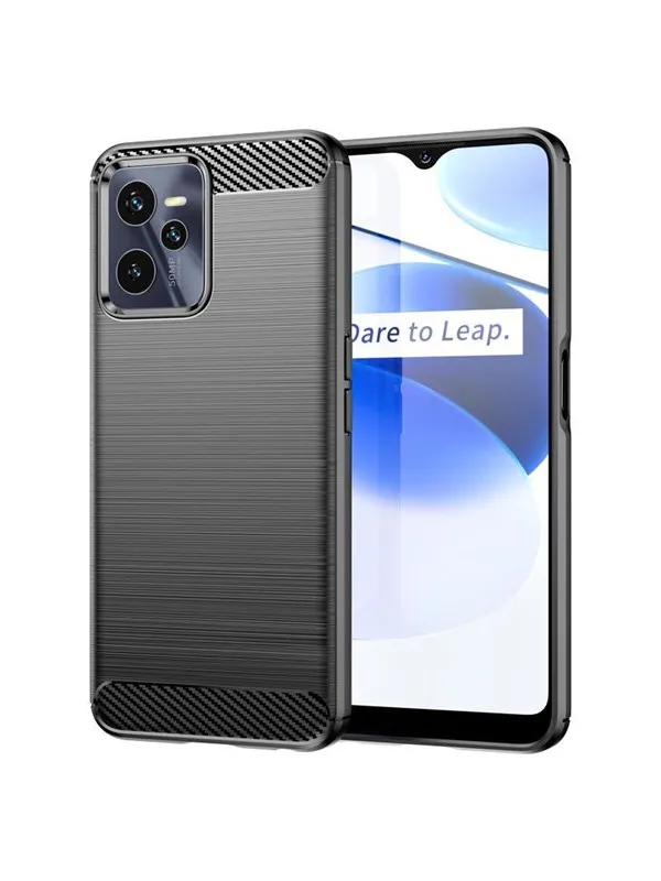 Hurtel Carbon Case for Realme C35 Flexible Silicone Carbon Cover Black