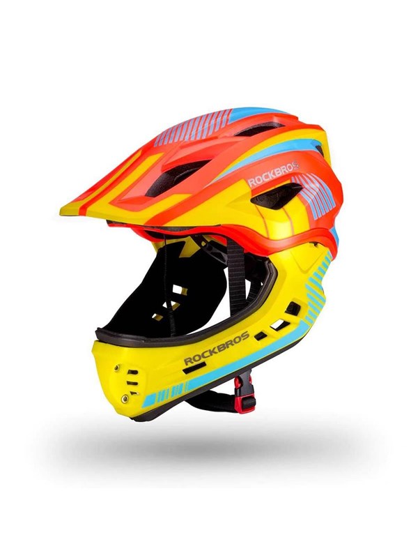 Rockbros TT-32SOYB-S children's bicycle helmet with detachable chinbar size S - yellow-orange