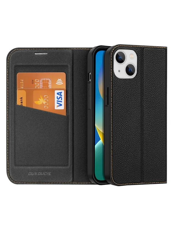 Dux Ducis  Skin X2 Case for iPhone 14 Plus Magnetic Flip Cover Black