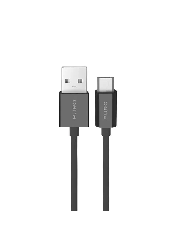 Puro  12W TPE USB-A Cable - microUSB 2m - Black