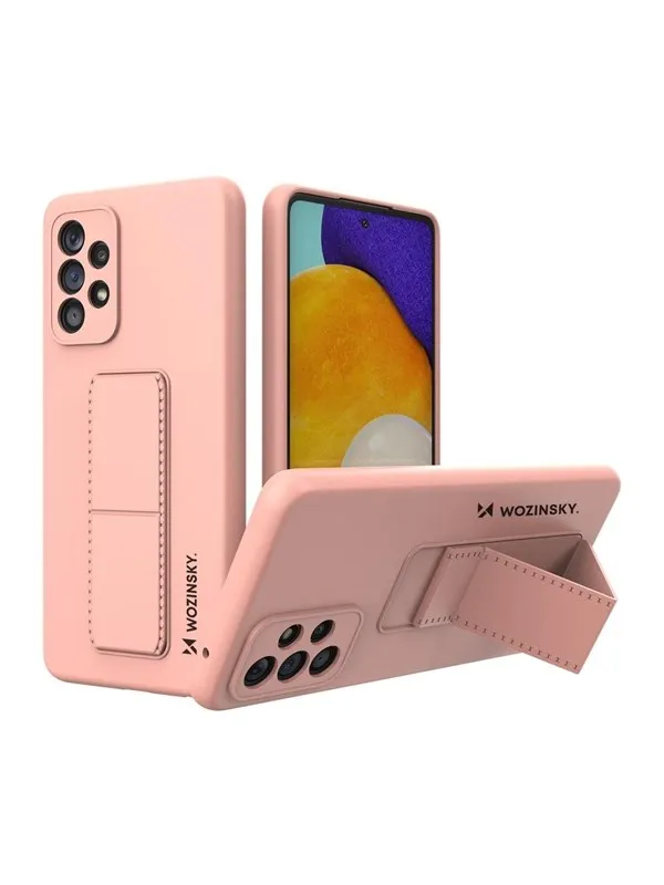 Wozinsky Kickstand Case Silicone Case with Stand Samsung Galaxy A73 Case Pink