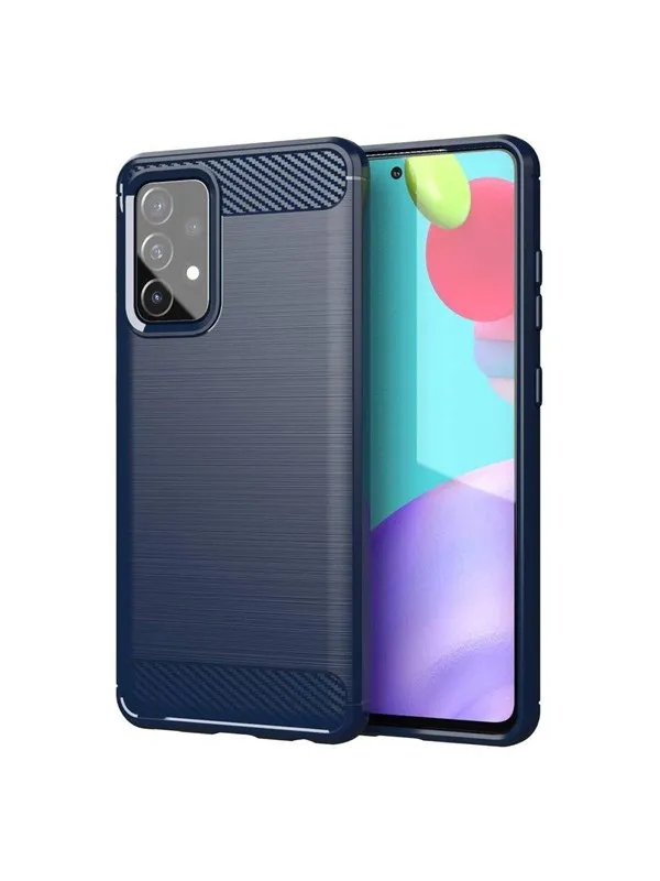 Hurtel Carbon Case Flexible Cover TPU Case for Samsung Galaxy A72 4G Blue