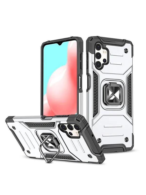 Wozinsky Ring Armor Armored Hybrid Case Cover + Magnetic Holder Samsung Galaxy A73 Silver