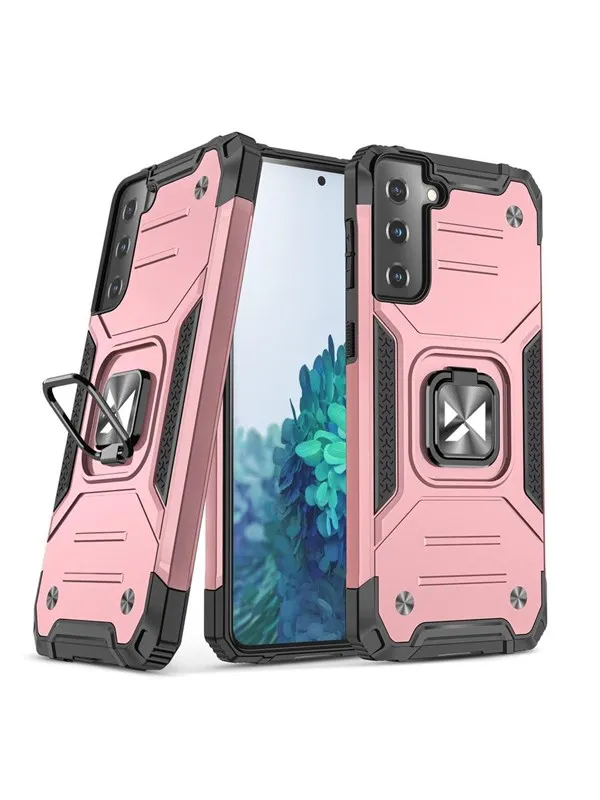Wozinsky Ring Armor Armored Hybrid Case Cover + Magnetic Holder Samsung Galaxy S22+ (S22 Plus) pink