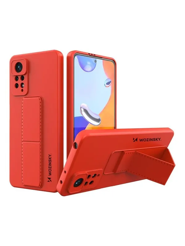 Wozinsky Kickstand Case Silicone Case with Stand Case for Xiaomi Redmi Note 11 Pro Red