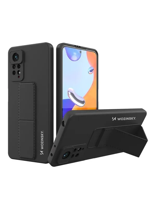 Wozinsky Kickstand Case Silicone Case with Stand Case for Xiaomi Redmi Note 11 Pro Black