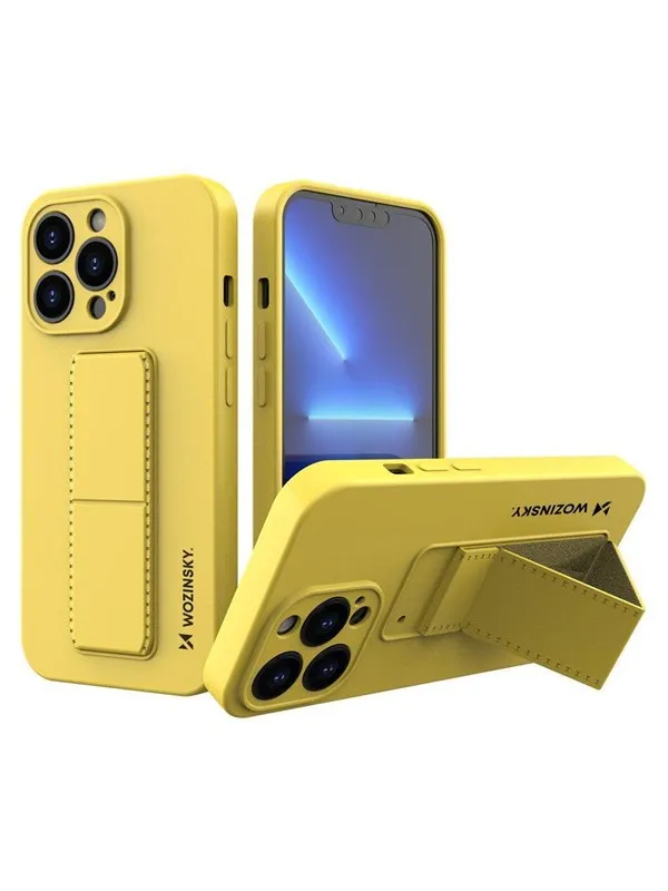 Wozinsky  Kickstand Case Silicone Case with Stand iPhone 13 mini yellow