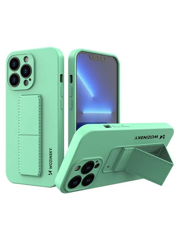 Wozinsky Kickstand Case Silicone Case with Stand iPhone 13 Mini Mint