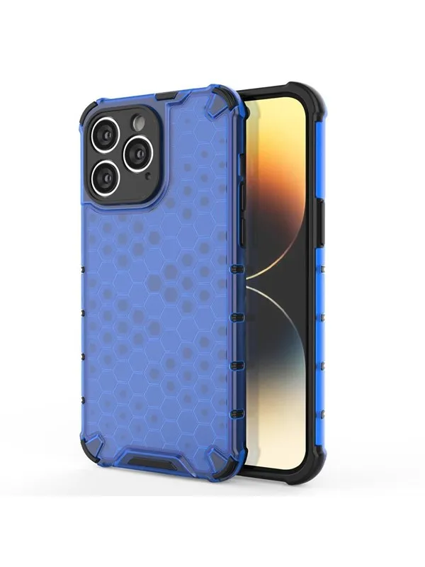 Hurtel Honeycomb Case for iPhone 14 Pro Armored Hybrid Cover Blue