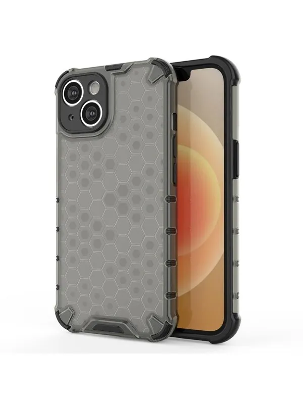 Hurtel Honeycomb Case for iPhone 14 Plus Armored Hybrid Cover Black