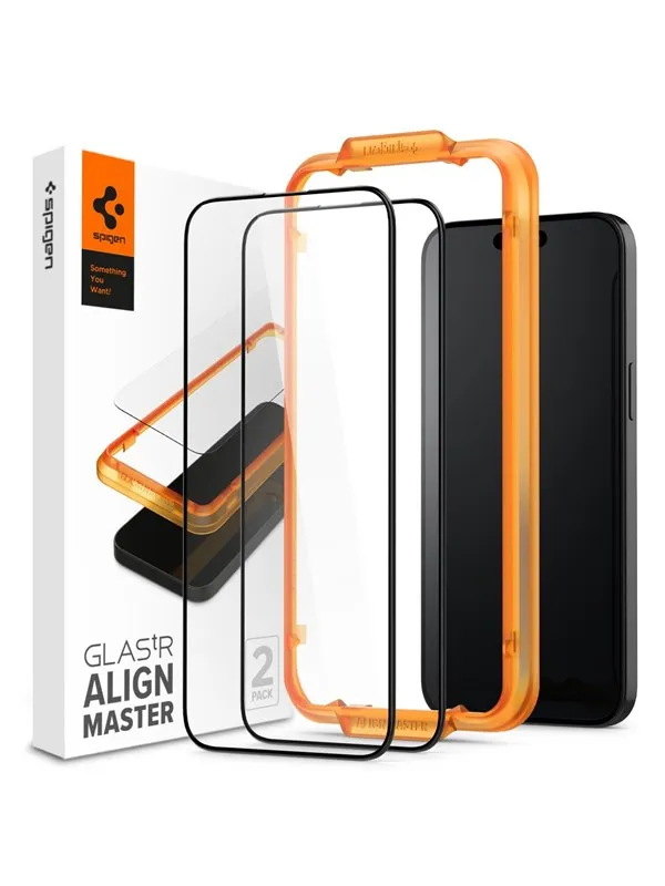 Spigen Glass tR AlignMaster 2 Pack - FC Black - iPhone 15 Plus
