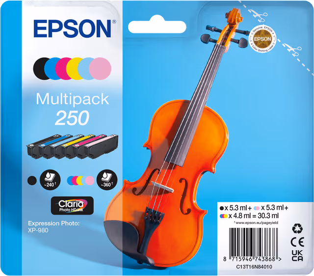 Epson 250 Multipack - 6-pack - black yellow cyan magenta light cyan light magenta - original - ink cartridge