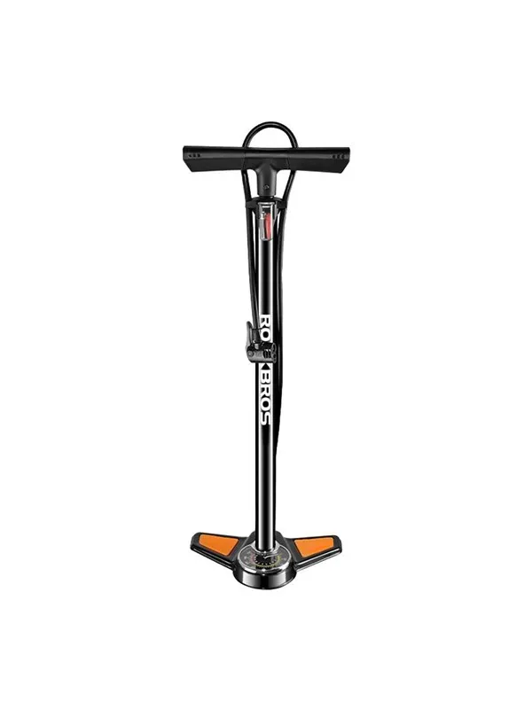 Rockbros GP6532B Floor Pump with Pressure Gauge - Black and Orange