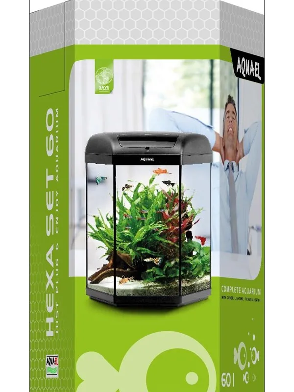 AQUAEL Hexa-starterset 60L Black LED