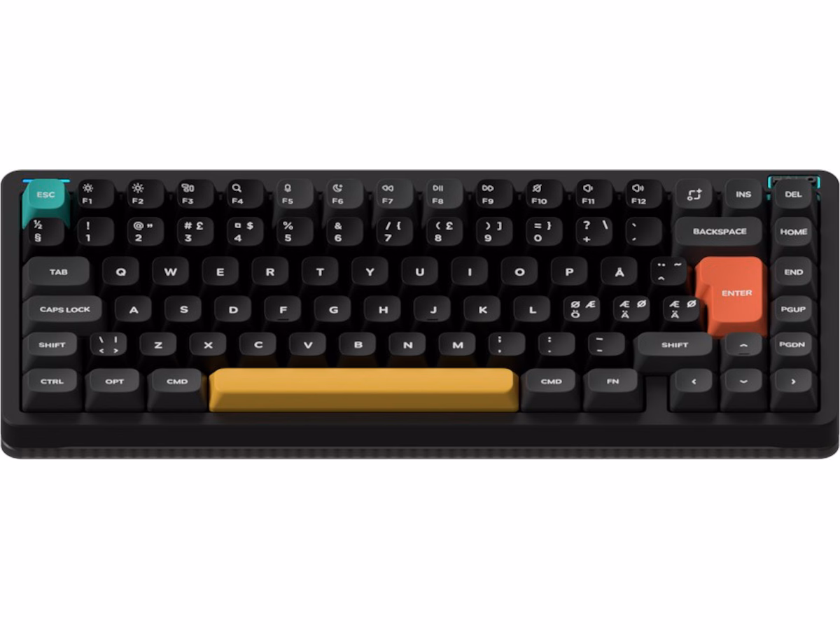 NuPhy Halo75 V2 Obsidian Black - Lemon - Gamingtastatur - Uten numpad - Nordisk - Svart