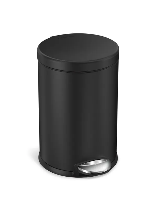 Simplehuman 4,5L rund pedalbøtte, svart stål