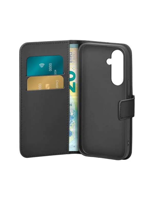 Puro PU Leather Booklet Case with Flap and Wallet for Samsung Galaxy S25+ - Black