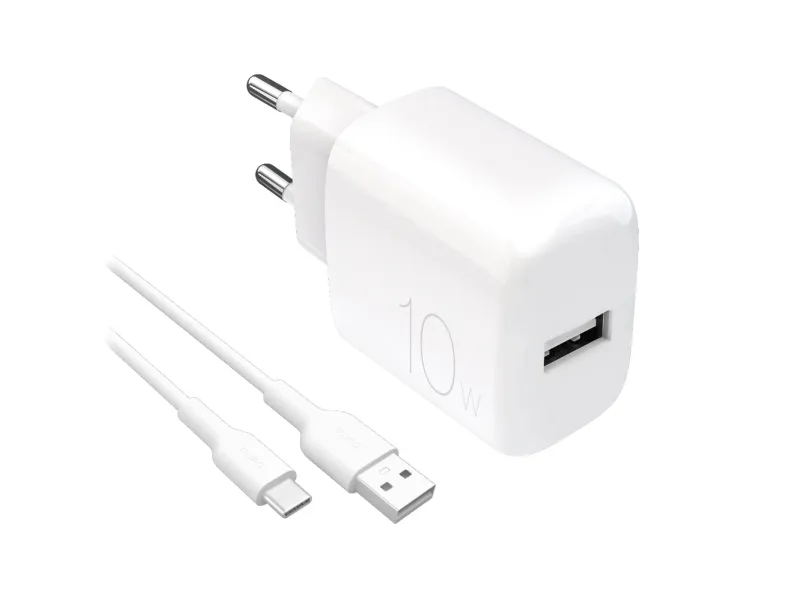 Puro PROLITE 10W USB-A wall charger + USB-A - USB-C cable 1.2m - white