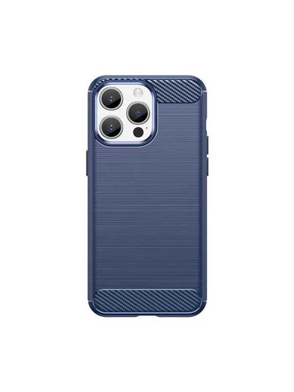 Hurtel Flexible Carbon Pattern Case for iPhone 15 Pro Carbon Case - Blue