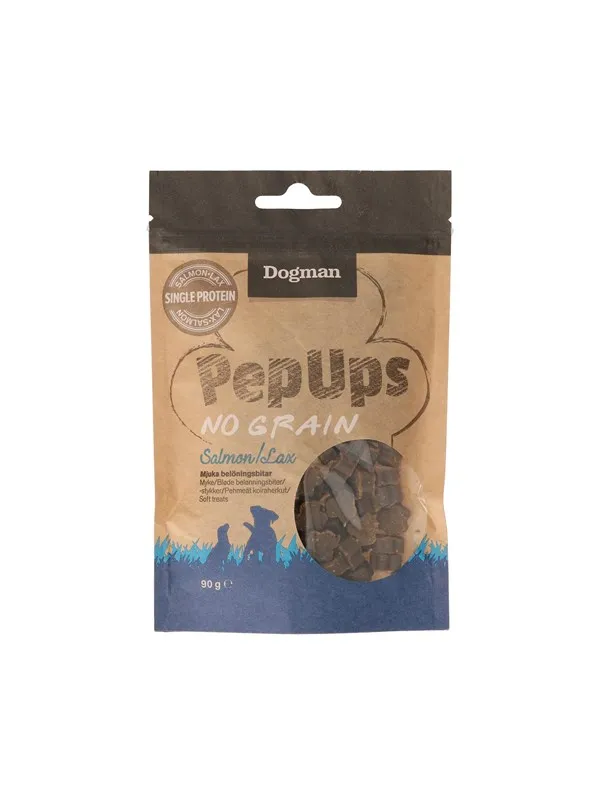 Dogman Pep Ups kornfrie hundegodbiter med laks 90 g