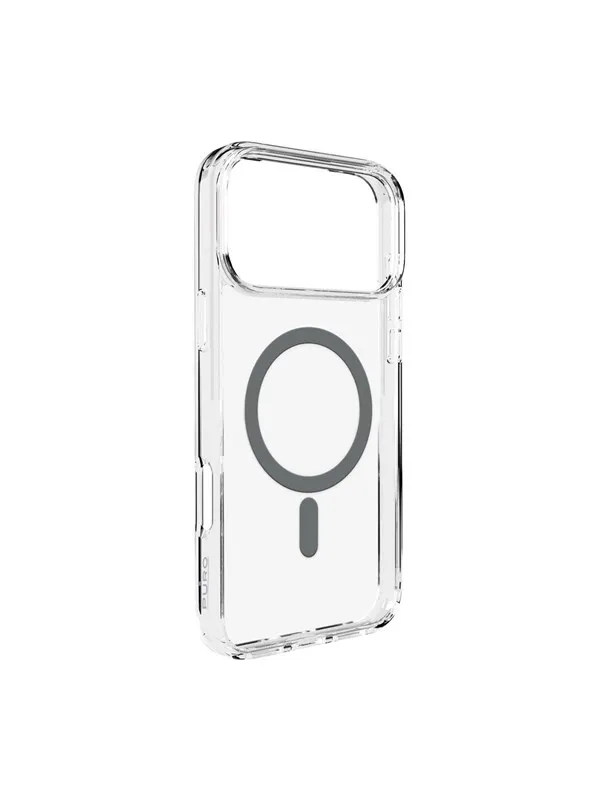 Puro Lite Mag TPU+PC Case Compatible with MagSafe for iPhone 17 Pro - Transparent with Gray Ring
