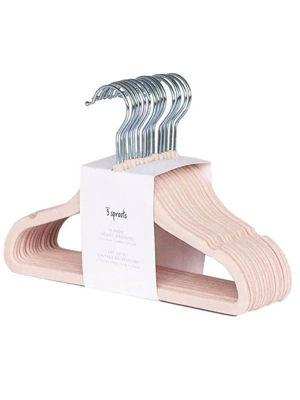 3 Sprouts - Velor Hanger 15 pcs Pink