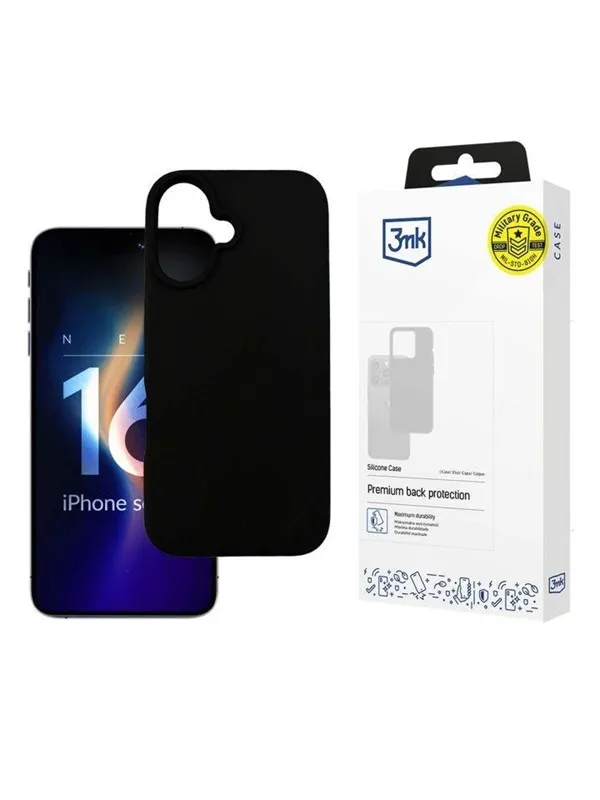 3mk Silicone Case for iPhone 16 Plus - Black