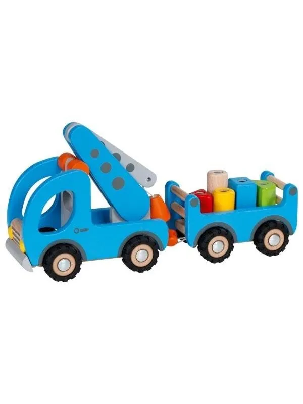 Goki Wooden Tow Truck with Trailer