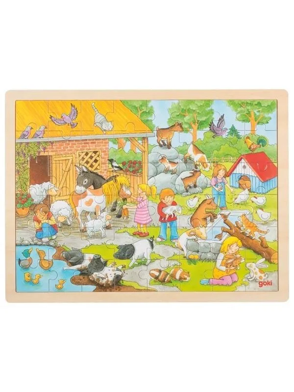 Goki Wooden Jigsaw Puzzle Petting Zoo 48 pcs. Tre