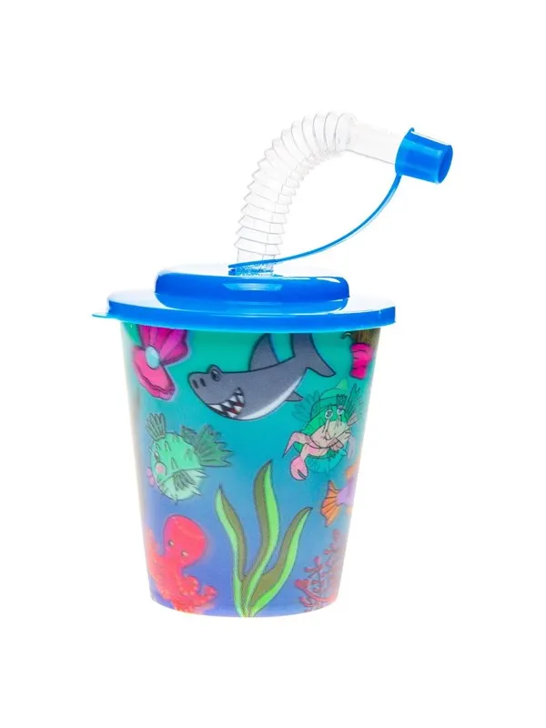 LG-Imports Cup with Lid and Straw Underwater World 12 pcs.