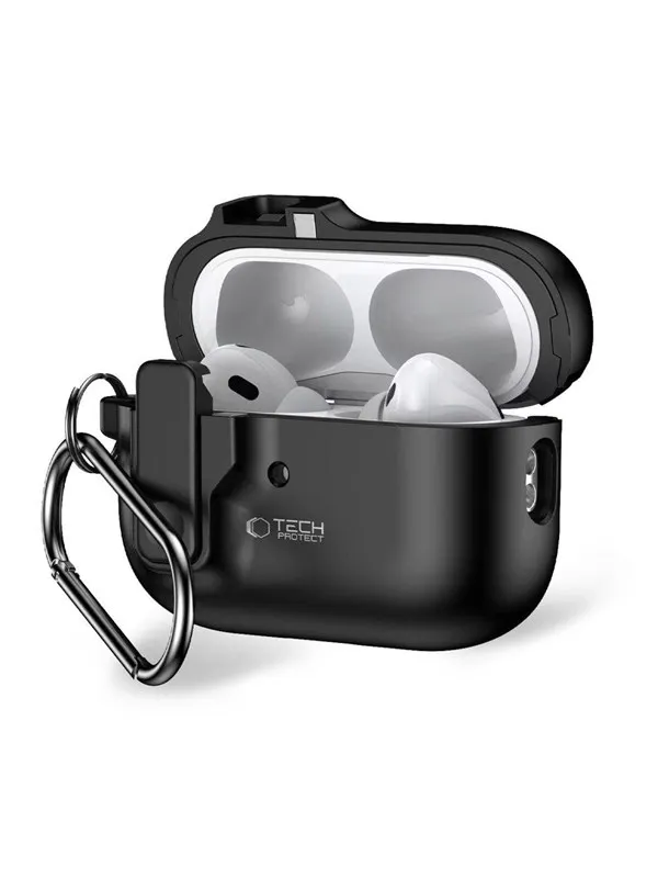 Tech-Protect  Slim Hook Case with Carabiner for Apple AirPods Pro 1/2 - Black