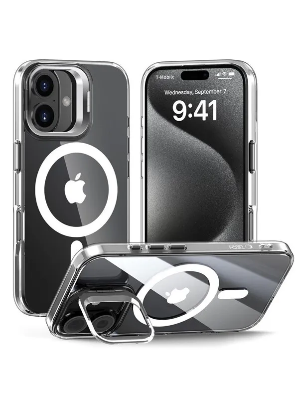 Tech-Protect MagStand MagSafe Case for iPhone 16 - Transparent