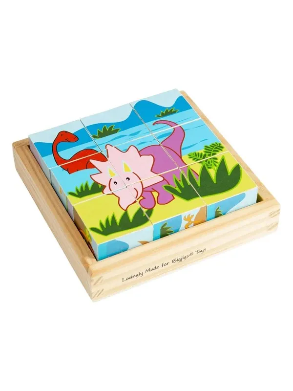Bigjigs Wooden Block Puzzle Dinosaur - 9 pcs.