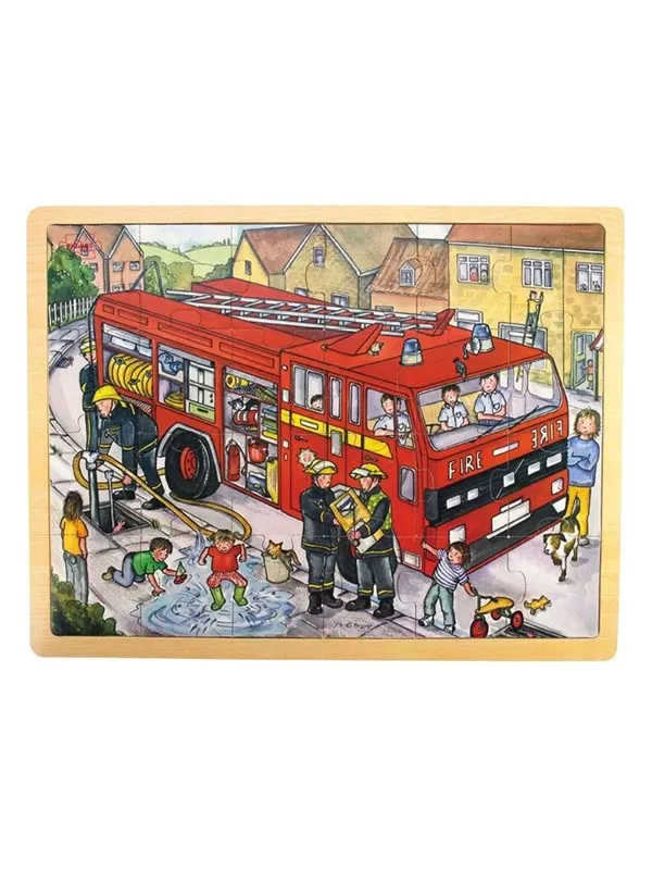 Bigjigs Wooden Jigsaw Puzzle Fire Truck - 24 pcs. Tre